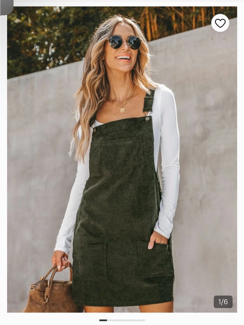Cupshe Olive Green Corduroy Overall Mini Dress